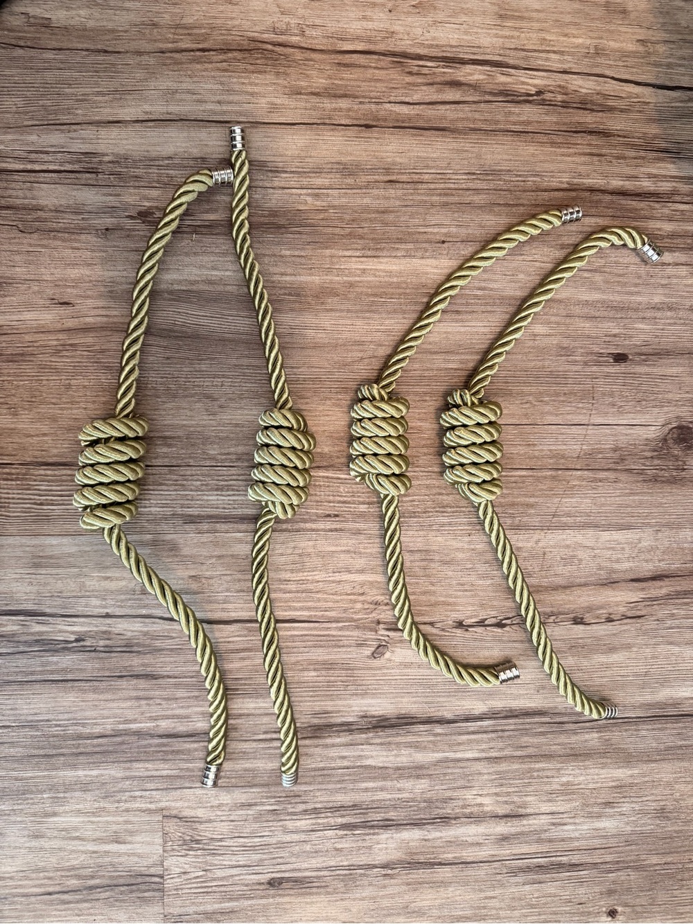 Braided Rope Curtin holders in Green & sliver